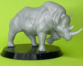 32mm Rhinoceros Miniature, Resin 3D Printed Animal