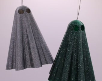 Glitter Ghost Hanging Ornament - 3D Printed Decoration