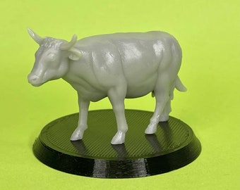 32mm Cow Miniature, Resin 3D Printed Animal