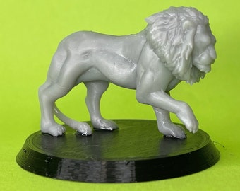 32mm Lion Miniature, Resin 3D Printed Animal