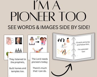 I&#39;m a Pioneer Too Flip Chart Song Visuals, Hymn 1034, Primary Singing Time Printable Visual Aid for I&#39;m a Pioneer Too