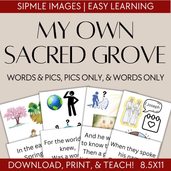 My Own Sacred Grove Flip Chart, Song Visuals, Angie Killian, LDS, Latter-day Saint Primary Singing Time, Printable, Music Leader