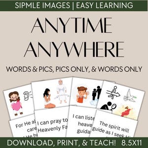 Anytime Anywhere Flip Chart Song Visuals, Primary Singing Time Printable Visual Aid for Anytime Anywhere by Angie Killian