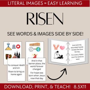 Risen Flip Chart Song Visuals for Easter Primary Singing Time | &quot;Risen&quot; by Shawna Edwards