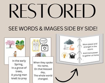 Restored Flip Chart Song Visuals, Primary Singing Time Printable Visual Aid for Restored by Shawna Edwards