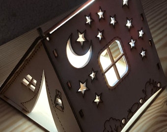 Kids Tent Shaped Nightlight for Scouting Blue and Gold or Camping - Cute Table Top Light - Custom LED Tea Light Night Light