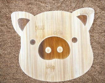 Personalized Pig Shaped Bamboo Serving Board, Pig Cutting Board, Pig Lover Gift, Farmhouse Kitchen Decor, Charcuterie Board