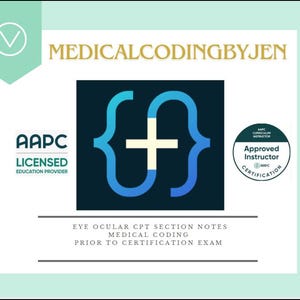 Eye Ocular CPT Section notes, examples, corrections Instant download watermarked aapc ahima nha cpc coc crc ccs cca tips ncci edits
