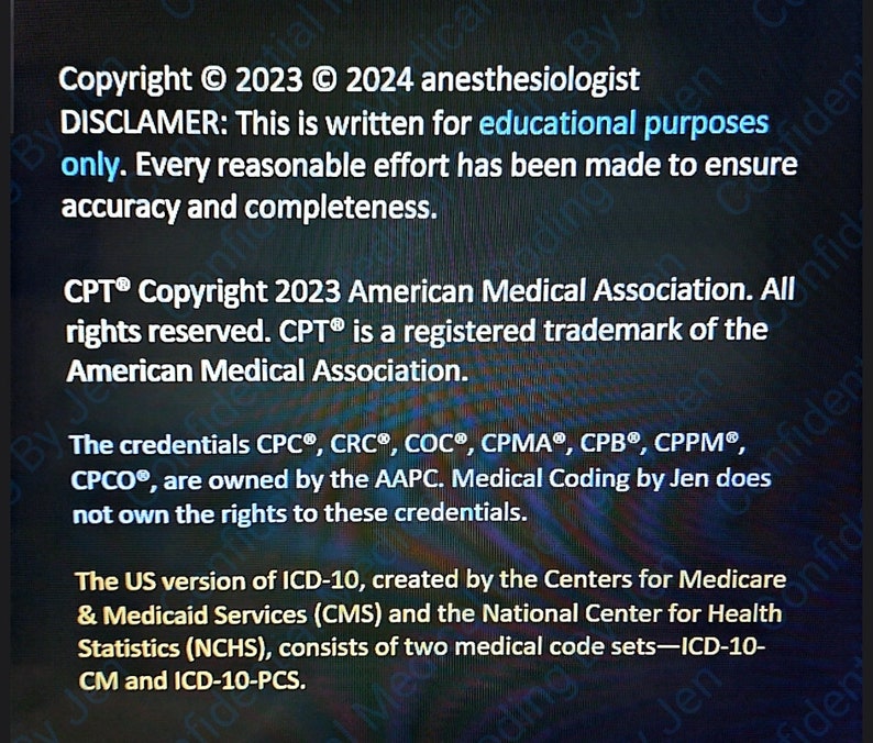 2025 Anesthesia CPT Section With Examples, AKA, and Notes 32 Pages
