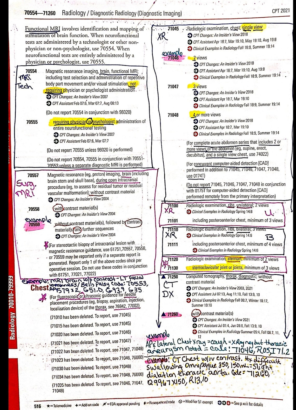 Radiology 2021 CPT Section with fixed numerical sequence fix Etsy