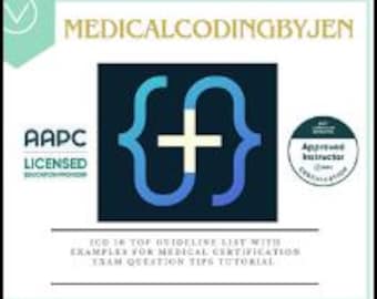 ICD 10 Top Guideline study List with examples for medical certification exam prep watermarked instant download beginner aapc ahima nha cpc