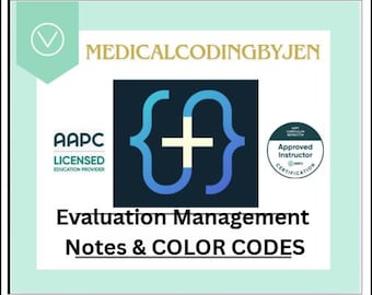 EM Evaluation and Management CPT and COLOR Code Highlighter Tips  instant download watermarked