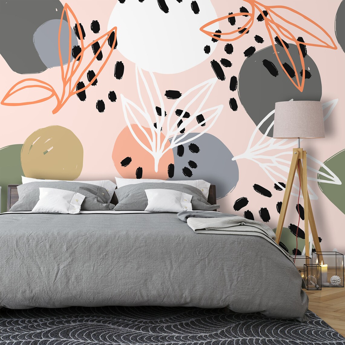 Modern floral abstract Mural peel and stick Wallpaper PVC | Etsy