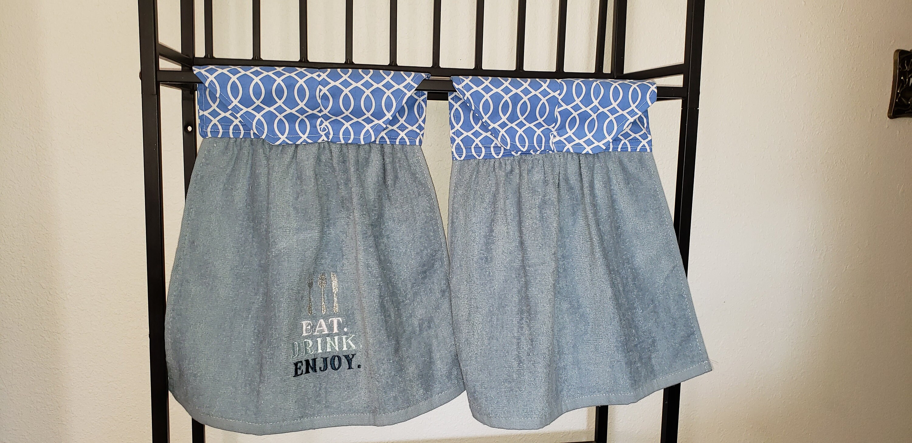 Set of Two Hanging on Stove Handle Tea/Dish Towels w Snap Etsy