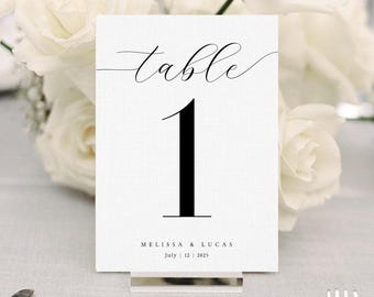 Elegant Wedding Table Numbers 1-40: Customizable Canva Template (Instant Download)