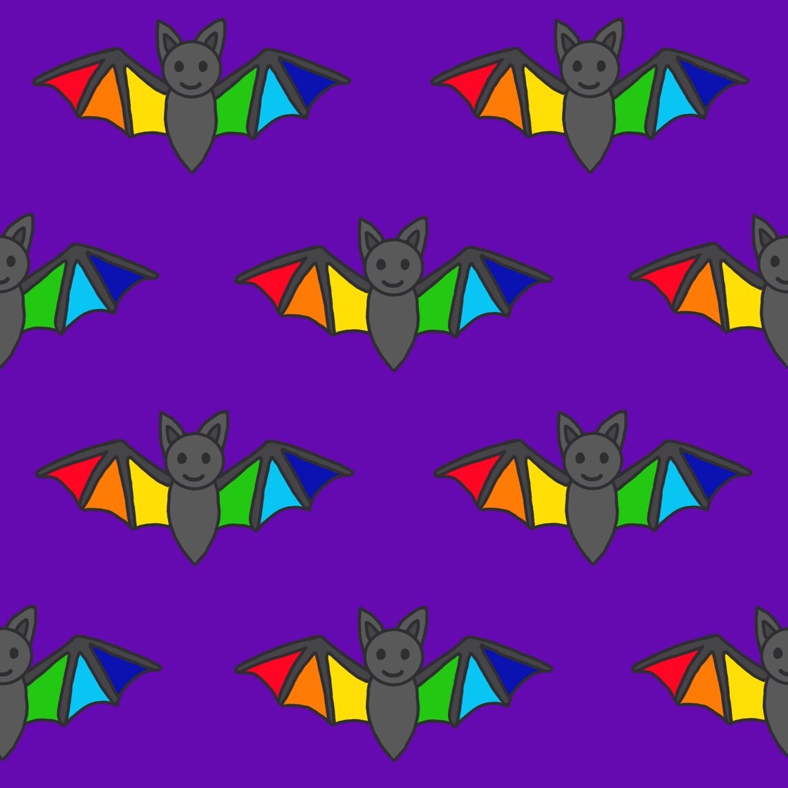 Rainbow Bats Seamless Pattern / Fabric Design / Surface Etsy
