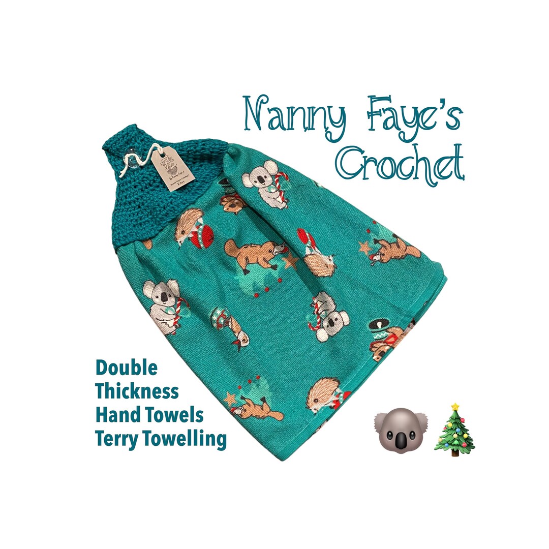 Double Thickness Hanging Tea Towel Crochet Hand Towel Kitchen Etsy