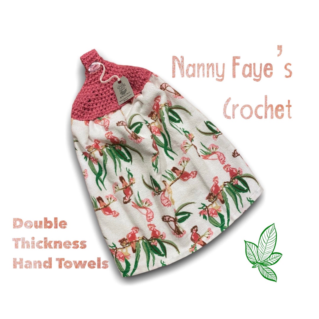 Double Thickness Hanging Tea Towel Crochet Hand Towel Kitchen Etsy