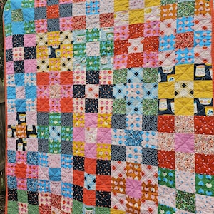 Handmade Quilt, Ruby Star Society Quilt, Throw Quilt, Lap Quilt, Patchwork Quilt, Dorm Room Quilt, Handmade Gift for Girls, Strawberry Gift