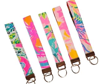 Lilly Fabric Keychain Wristlet: Handmade Cotton Key Fob
