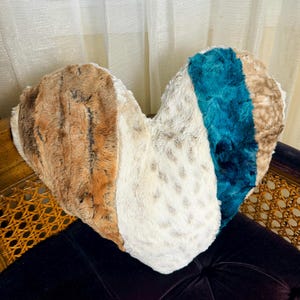 Patchwork Heart Pillow: Luxe Minky Plushy, Boho Valentine Gift
