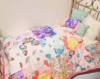 Handmade 18 Inch Doll Bedding Set: Quilt & 4 Pillows