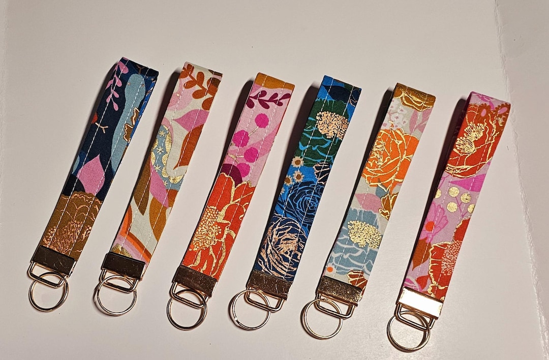 Ruby Star Society Fabric Keychain Wristlet: Handmade Cotton Key Fob - Etsy
