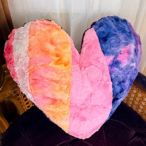 Patchwork Heart Pillow: Luxe Minky Plushy, Boho Valentine Gift