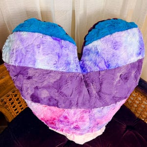 Patchwork Heart Pillow: Luxe Minky Plushy, Boho Valentine Gift