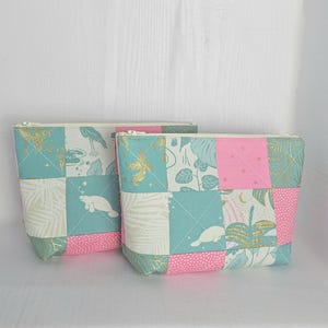 Patchwork Zippered Pouch, Cosmetic Bag, Toiletry Bag, Gifts for Her, Unique Gift, Ruby Star Society, Handmade Quilted Pouch, Mothers Day