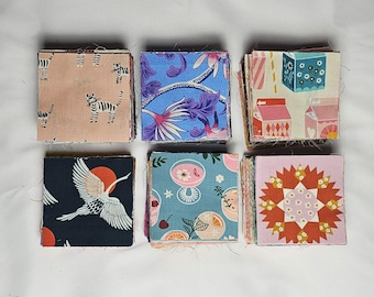 4 inch Fabric Squares, 40 Pieces, Final Sale, Ruby Star Society, Cotton + Steel, OOP Fabric, Crumb Piecing, Stash Packs, Charm Pack