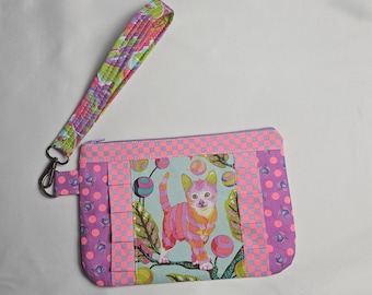 Tula Pink Disco Kitty Wristlet Wallet Purse: Gift for Women