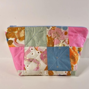 Ruby Star Society Patchwork Zipper Pouch: Handmade Quilted Cosmetic Bag