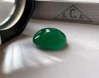 5.04 Carat Zambian Emerald Cabochon | Deep Green Natural Gemstone | Oval Polished Loose Stone