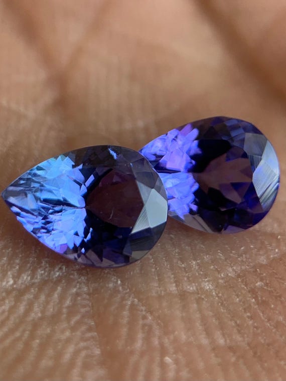 AA Tanzanite Pair: 2.68 Carat Pear Shape Loose Stones