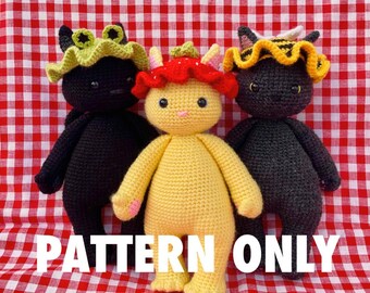 Cats in hats, amigurumi animal dolls crochet patterns by Crocheigh
