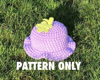 Grape bucket hat / sun hat crochet pattern by Crocheigh