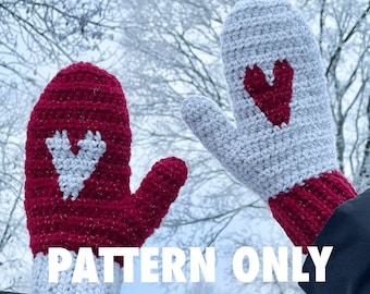 Cold-hearted mittens, crochet gloves cold winter accessory pattern by Crocheigh