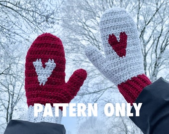 Cold-hearted mittens, crochet gloves cold winter accessory pattern by Crocheigh