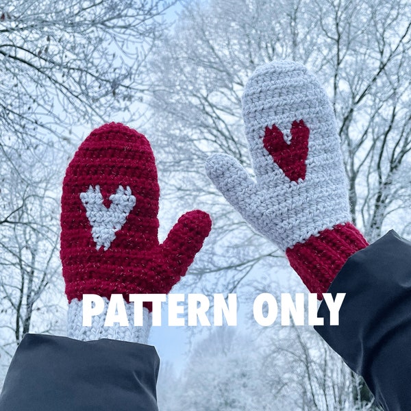 Cold-hearted mittens, crochet gloves cold winter accessory pattern by Crocheigh