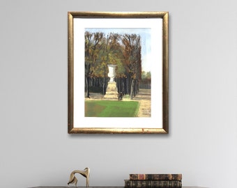 Original PleinAir Pastell, Jardín de las Tullerías, París, 30 x 40 cm enmarcado, von Teresa Richter