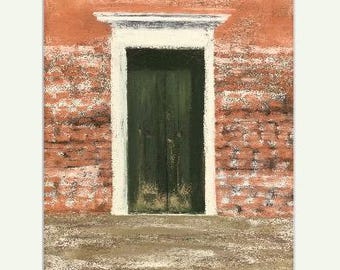 Original Pastell von Tür in Venedig, Pleinair painting in Cannaregio, 24x32cm, mit Passpartout, nicht gerahmt, von Teresa Richter