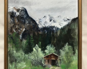 PleinAir Ölgemälde von Bergün, Schweiz, gerahmt, 24x30cm (9,4x11,8") von Teresa Richter