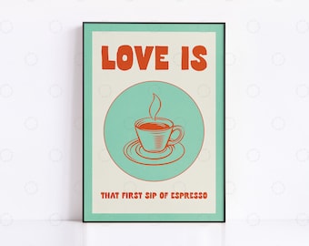 Vintage Kaffee Poster: Retro Espresso Küchen Kunstdruck