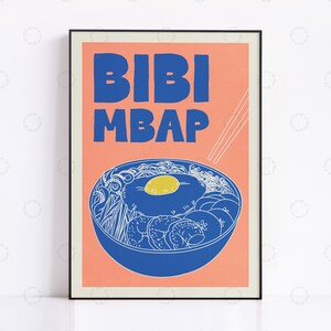 Bibimbap Print, Vintage Food Poster, Retro Food Print, Japanese Food, Kitchen Art, Retro Food Art, Japanese Print, Restaurant Art Print