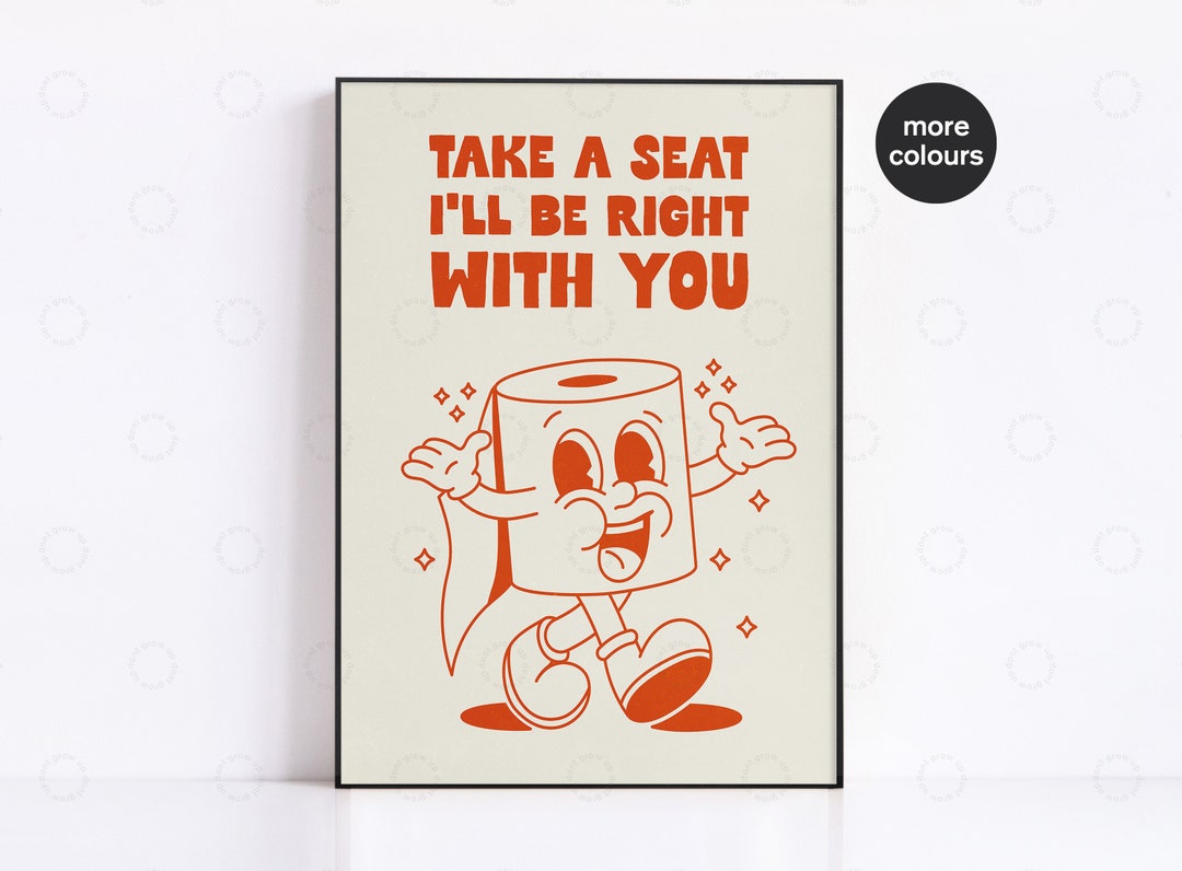 Funny Toilet Paper Print: Retro Bathroom Wall Art Decor - Etsy