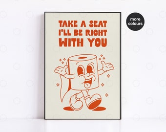 Funny Toilet Paper Print: Retro Bathroom Wall Art Decor