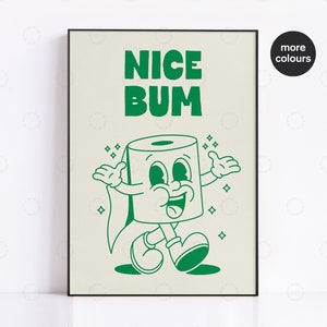 Bathroom Wall Art Decor, Toilet Prints, housewarming Gift, Bathroom Poster, Retro Cartoon Bathroom Print, Funny Toilet Wall, Vintage Art