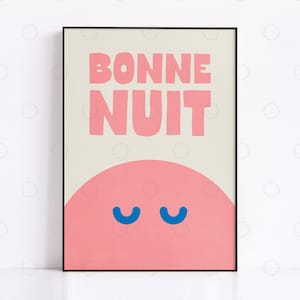 Bonne Nuit Print: French Goodnight Poster, Modern Nursery Decor
