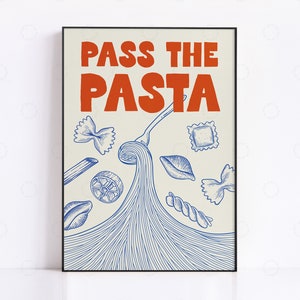 Pasta Print, Vintage Food Poster, Retro Food Print, Italian Food Print, Modern Kitchen Wall Art, Retro Food Art, Pop Art, Pasta Poster